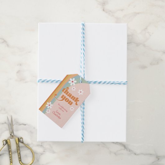 Groovy Daisies Girl's Birthday Danke Geschenkanhänger (Mit Garn)