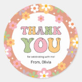 Groovy Daisies Hippie Birthday Vielen Dank Runder Aufkleber (Vorderseite)