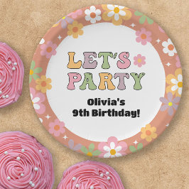 Groovy Daisies Hippie Foto Girl's Birthday Pappteller