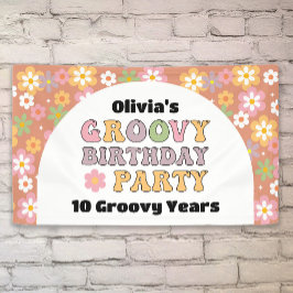 Groovy Daisies Hippie Girl's Birthday Banner