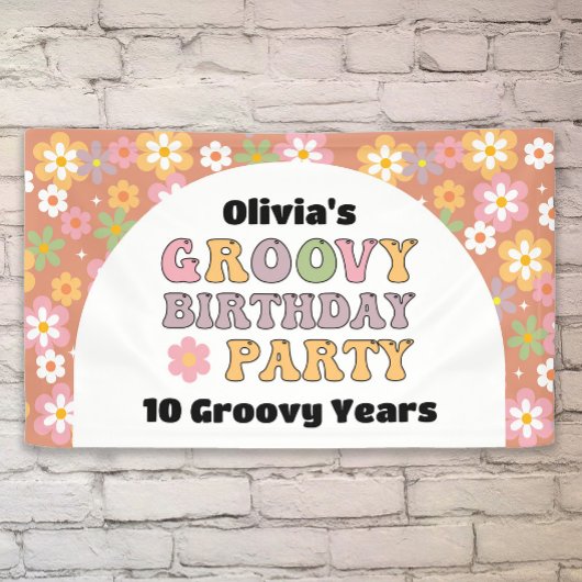 Groovy Daisies Hippie Girl's Birthday Banner