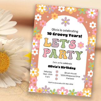 Groovy Daisies Hippie Girl's Birthday Einladung