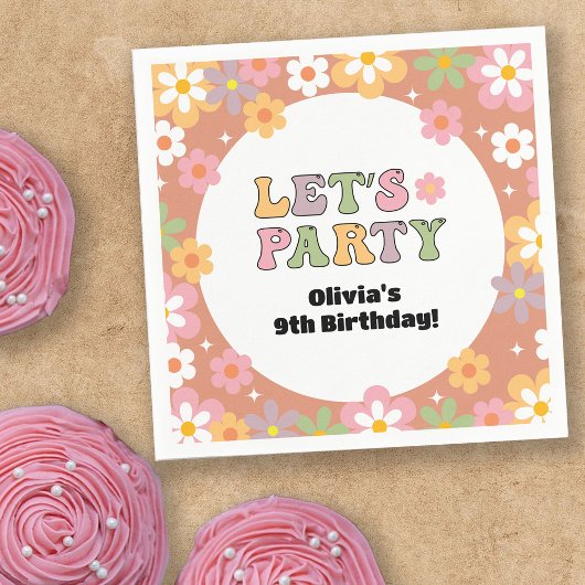 Groovy Daisies Hippie Girl's Birthday Serviette