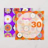 Groovy Daisis/Deuchhintergrund Einladung (Vorne/Hinten)