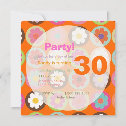 Groovy Daisis/Deuchhintergrund Einladung (Vorderseite)