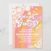 Groovy Daisy 1. Geburtstagseinladung Einladung (Vorderseite)