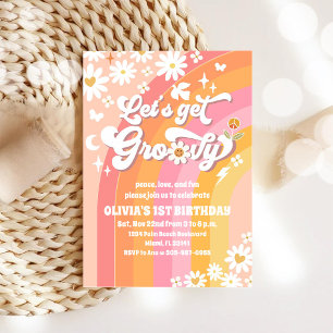 Groovy Daisy 1. Geburtstagseinladung Einladung