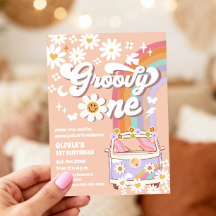 Groovy Daisy 1. Geburtstagseinladung Einladung