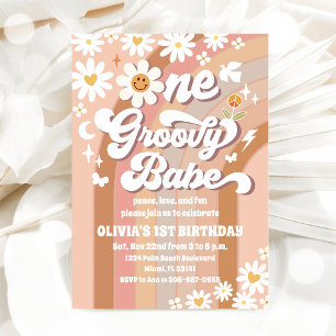 Groovy Daisy 1. Geburtstagseinladung Einladung