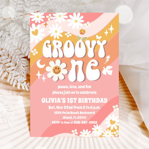 Groovy Daisy 1. Geburtstagseinladung Einladung