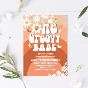 Groovy Daisy 1. Geburtstagseinladung Einladung