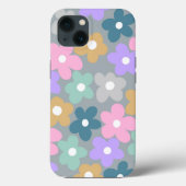 Groovy Daisy Blume Gray Retro Boho Floral Case-Mate iPhone Hülle (Rückseite)