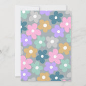 Groovy Daisy Blume Gray Retro Boho Floral Einladung (Rückseite)