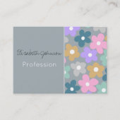 Groovy Daisy Blume Gray Retro Boho Floral Visitenkarte (Vorderseite)