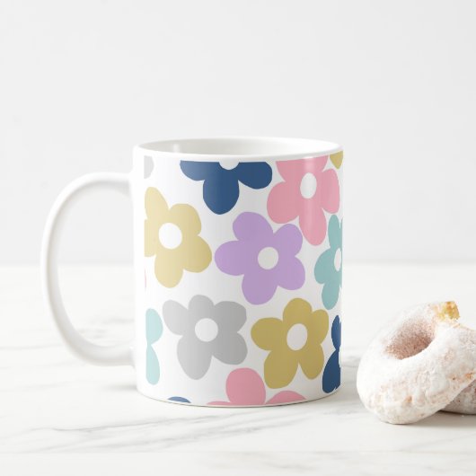 Groovy Daisy Blume Retro Boho Floral Kaffeetasse (Mit Donut)