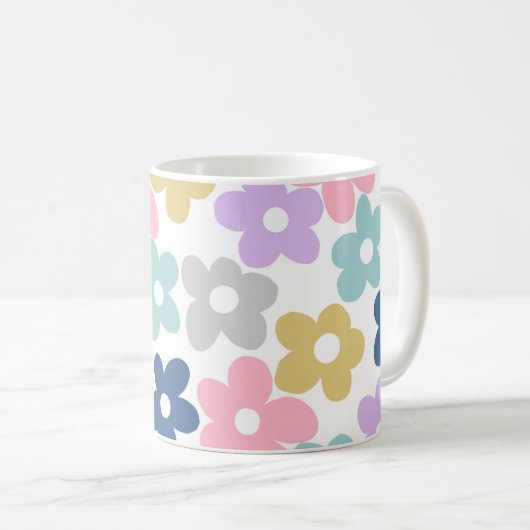 Groovy Daisy Blume Retro Boho Floral Kaffeetasse (VorderseiteRechts)