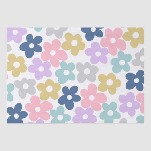 Groovy Daisy Blume Retro Boho Floral Seidenpapier (Vorderseite)