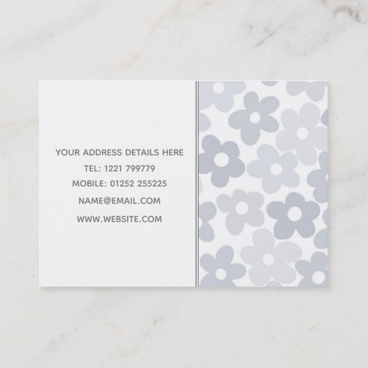 Groovy Daisy Blume Retro Gray Boho Floral Visitenkarte (Rückseite)