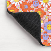 Groovy Daisy Blumen-Karomuster, Y2K 90er Mousepad (Ecke)