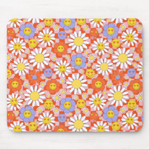 Groovy Daisy Blumen-Karomuster, Y2K 90er Mousepad