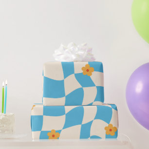 Groovy Daisy Blumen-Karomuster, Y2K 90er Wrappin Geschenkpapier