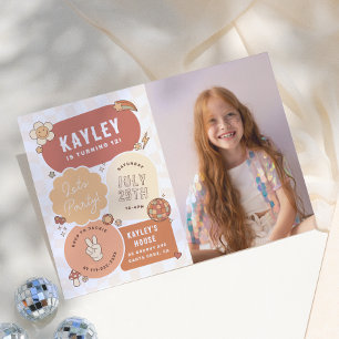 Groovy Daisy Boho Lass Lass Feier Fotogeburtstag Einladung