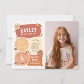 Groovy Daisy Boho Let's Party Foto Girl Birthday Einladung (Vorderseite)