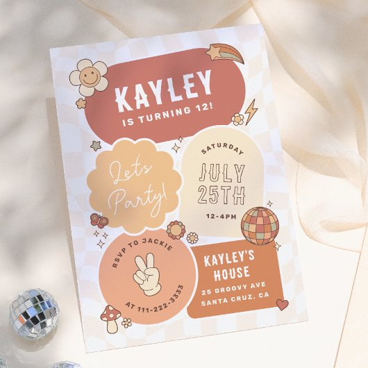 Groovy Daisy Boho Retro Party Girl Birthday Einladung