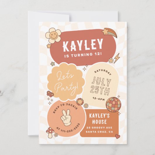 Groovy Daisy Boho Retro Party Girl Birthday Einladung (Vorderseite)