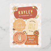 Groovy Daisy Boho Retro Party Girl Birthday Folieneinladung (Vorderseite)