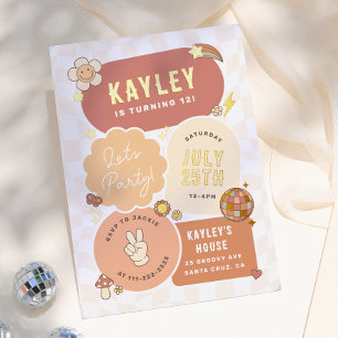 Groovy Daisy Boho Retro Party Girl Birthday Folieneinladung