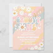 Groovy Daisy Einladung zum ersten Geburtstag (Vorderseite)