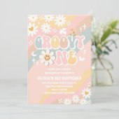 Groovy Daisy Einladung zum ersten Geburtstag (Stehend Vorderseite)