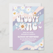 Groovy Daisy Einladung zum ersten Geburtstag (Vorderseite)