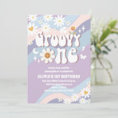 Groovy Daisy Einladung zum ersten Geburtstag (Stehend Vorderseite)