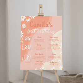 Groovy Daisy First Birthday Milestone Sign Poster