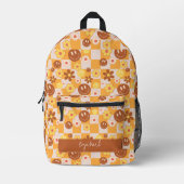 Groovy Daisy Floral Checkerboard, Y2K 90s Bedruckter Rucksack (Vorderseite)