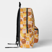 Groovy Daisy Floral Checkerboard, Y2K 90s Bedruckter Rucksack (Links)