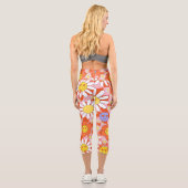 Groovy Daisy Floral Checkerboard, Y2K 90s Capri Leggings (Rückseite)