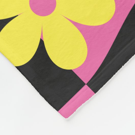 Groovy Daisy Floral Checkerboard, Y2K 90s Fleecedecke (Ecke)