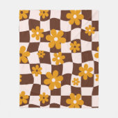 Groovy Daisy Floral Checkerboard, Y2K 90s Fleecedecke (Vorderseite)