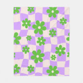 Groovy Daisy Floral Checkerboard, Y2K 90s Fleecedecke (Vorderseite)