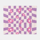 Groovy Daisy Floral Checkerboard, Y2K 90s Fleecedecke (Vorderseite (Horizontal))