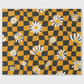 Groovy Daisy Floral Checkerboard, Y2K 90s Geschenkpapier (Flach)