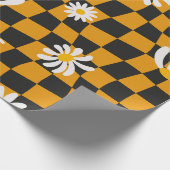 Groovy Daisy Floral Checkerboard, Y2K 90s Geschenkpapier (Ecke)