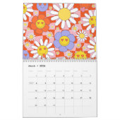 Groovy Daisy Floral Checkerboard, Y2K 90s Kalender (Mär 2026)