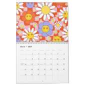 Groovy Daisy Floral Checkerboard, Y2K 90s Kalender (Mär 2027)