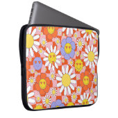 Groovy Daisy Floral Checkerboard, Y2K 90s Laptopschutzhülle (Vorne Rechts)