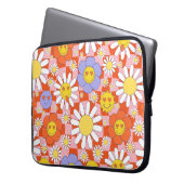 Groovy Daisy Floral Checkerboard, Y2K 90s Laptopschutzhülle (Vorderseite Links)