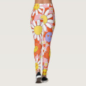 Groovy Daisy Floral Checkerboard, Y2K 90s Leggings (Rückseite)